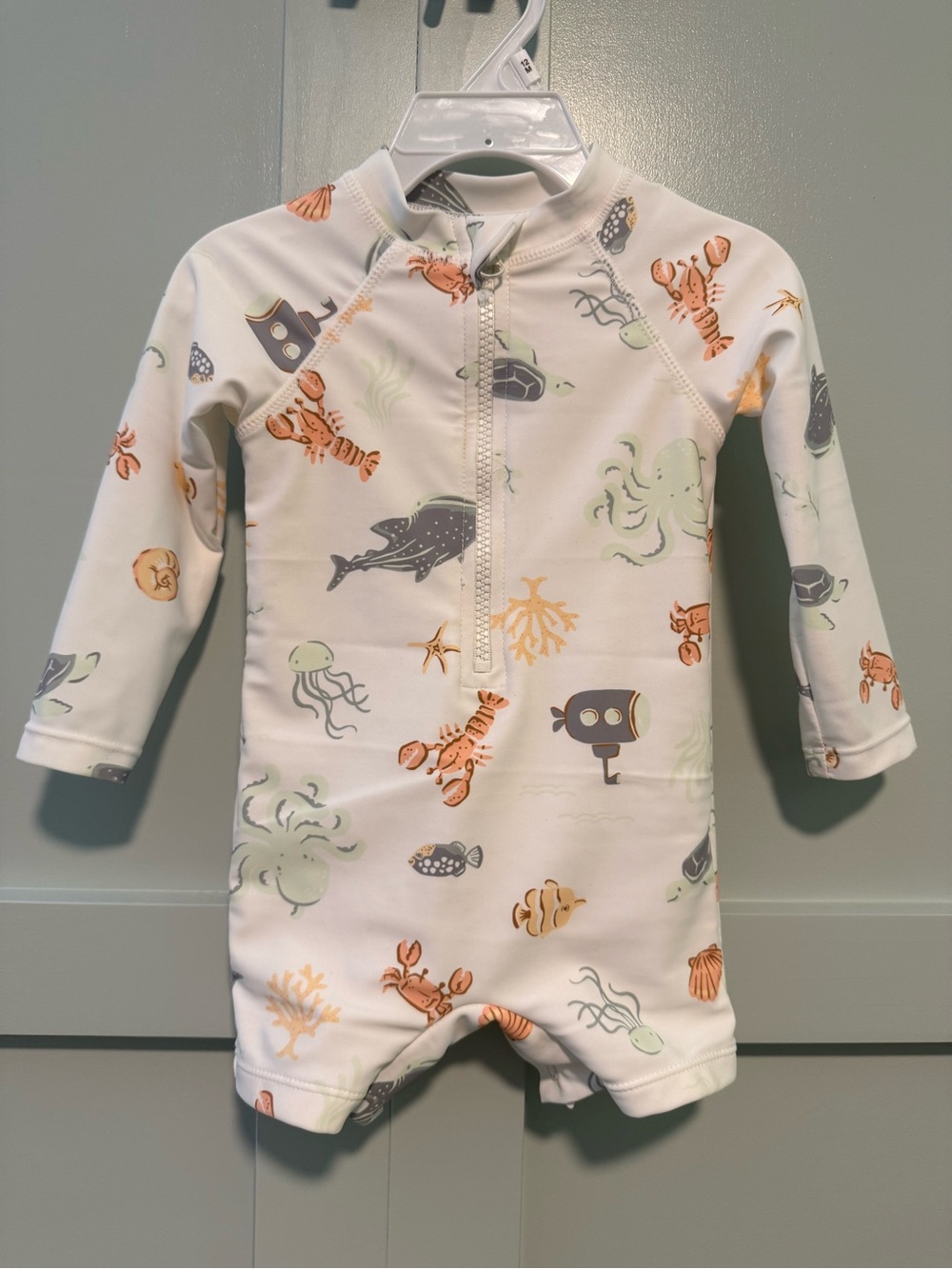 Caribbean Joe Baby Rash Guard Swimsuit 12M Ocean Print